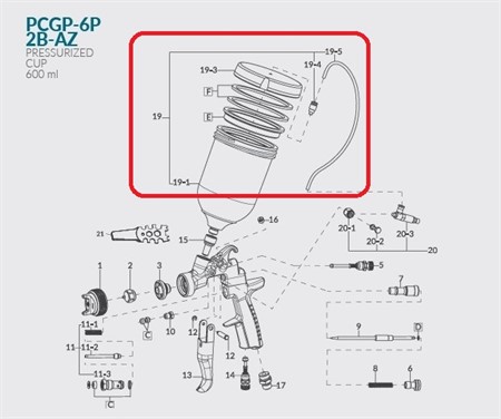 PCGP-6P-2B-AZ Pressurized Cup 600ml